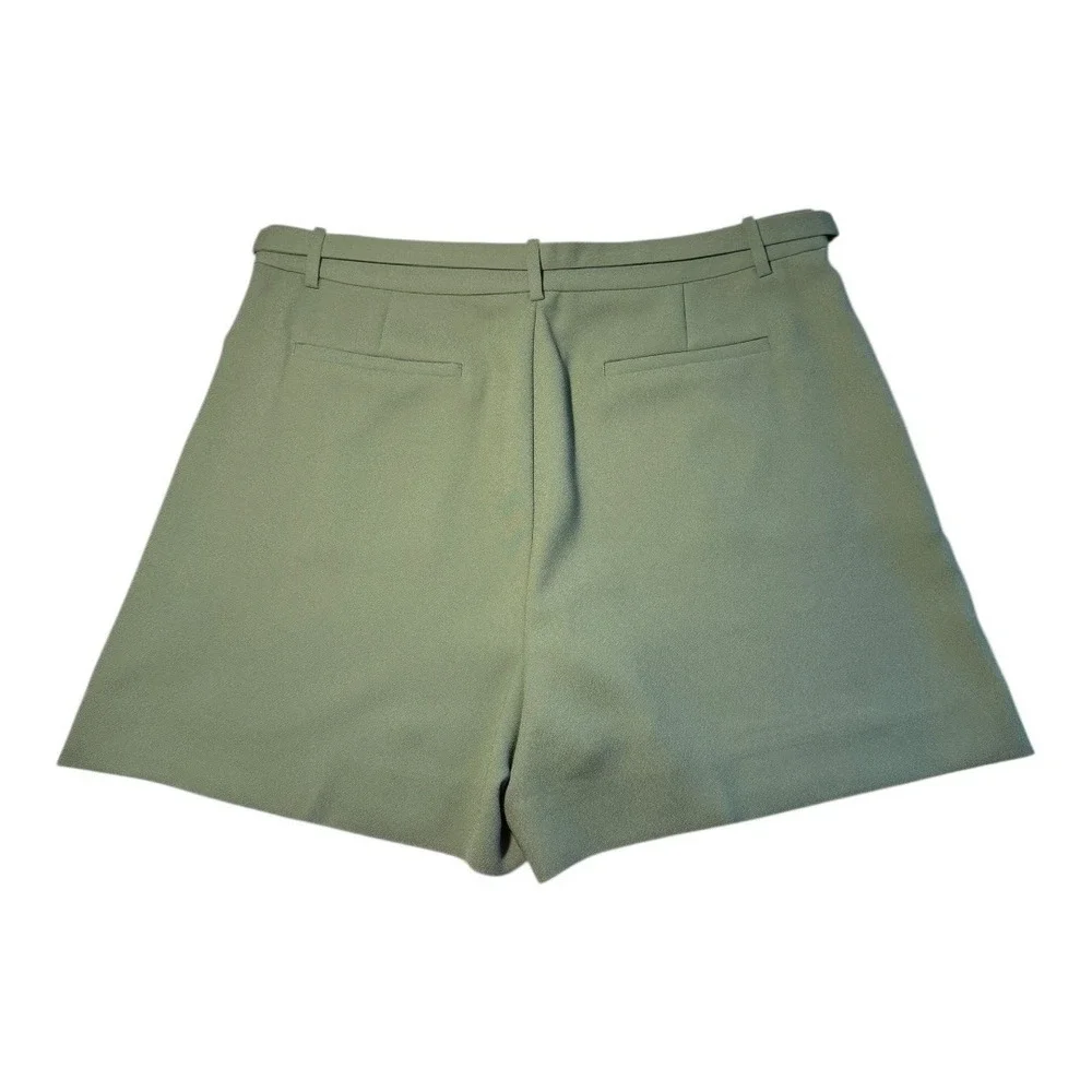 J. Crew High Rise Belted Crepe Wide Leg Shorts Topiary Sage Green Size‎ 16 NWT